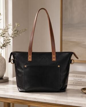 Lifetime Leather Co Black Tote Handmade USA Heritage Minimalist Work Bag